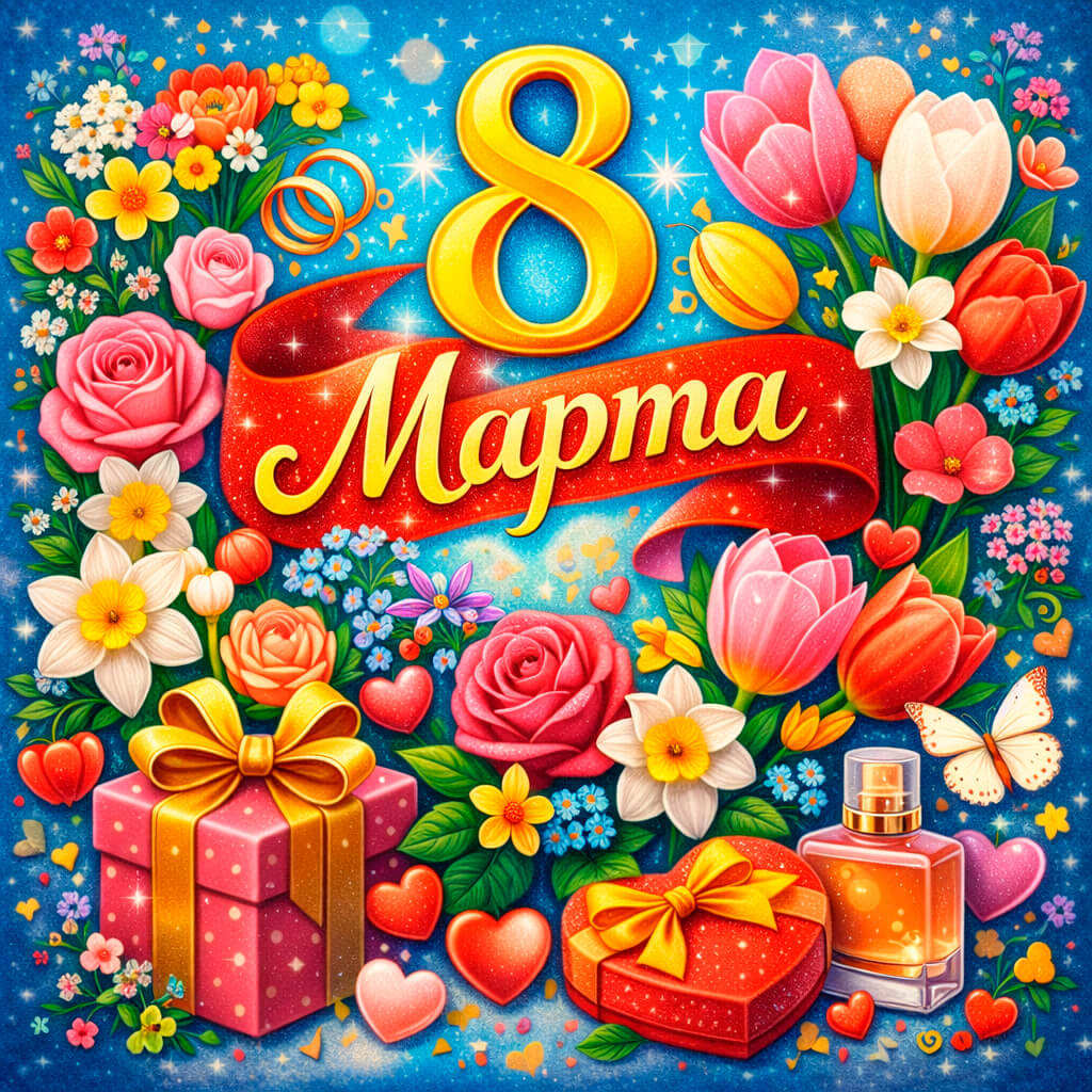 Красивые и прикольные гифки с 8 Марта 68 открыток