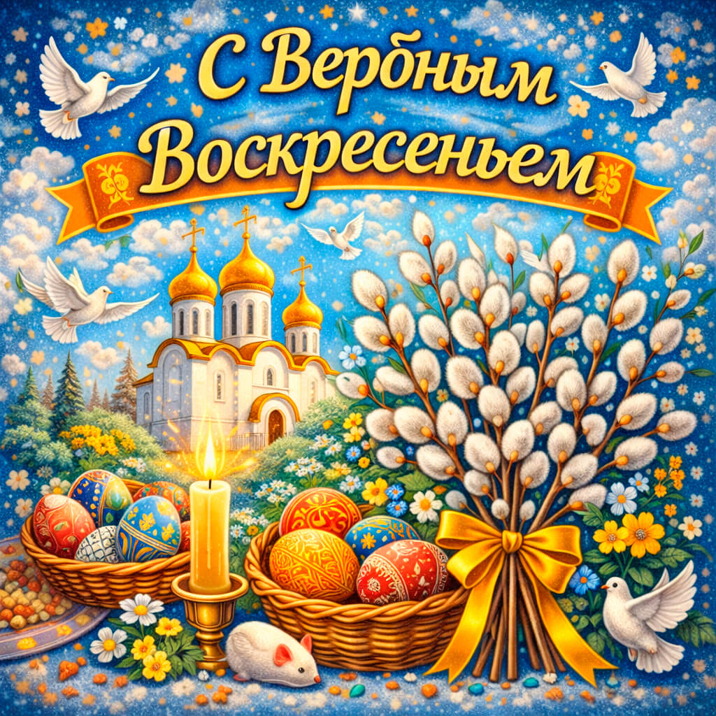 Гифки с Вербным Воскресеньем 54 открытки